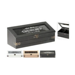 Excellent Houseware Theedoos Hout Met 3 Vakken -Huis Keuken 101 1395 5 1