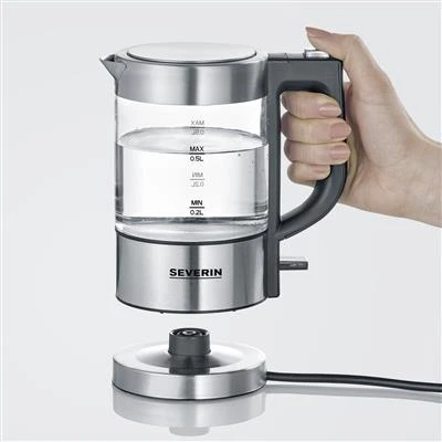 Severin Glazen Mini Waterkoker 1100W 0,5 LWK 3472 2 Severin Glazen Mini Waterkoker 1100W 0,5 LWK 3472 - Afbeelding 2