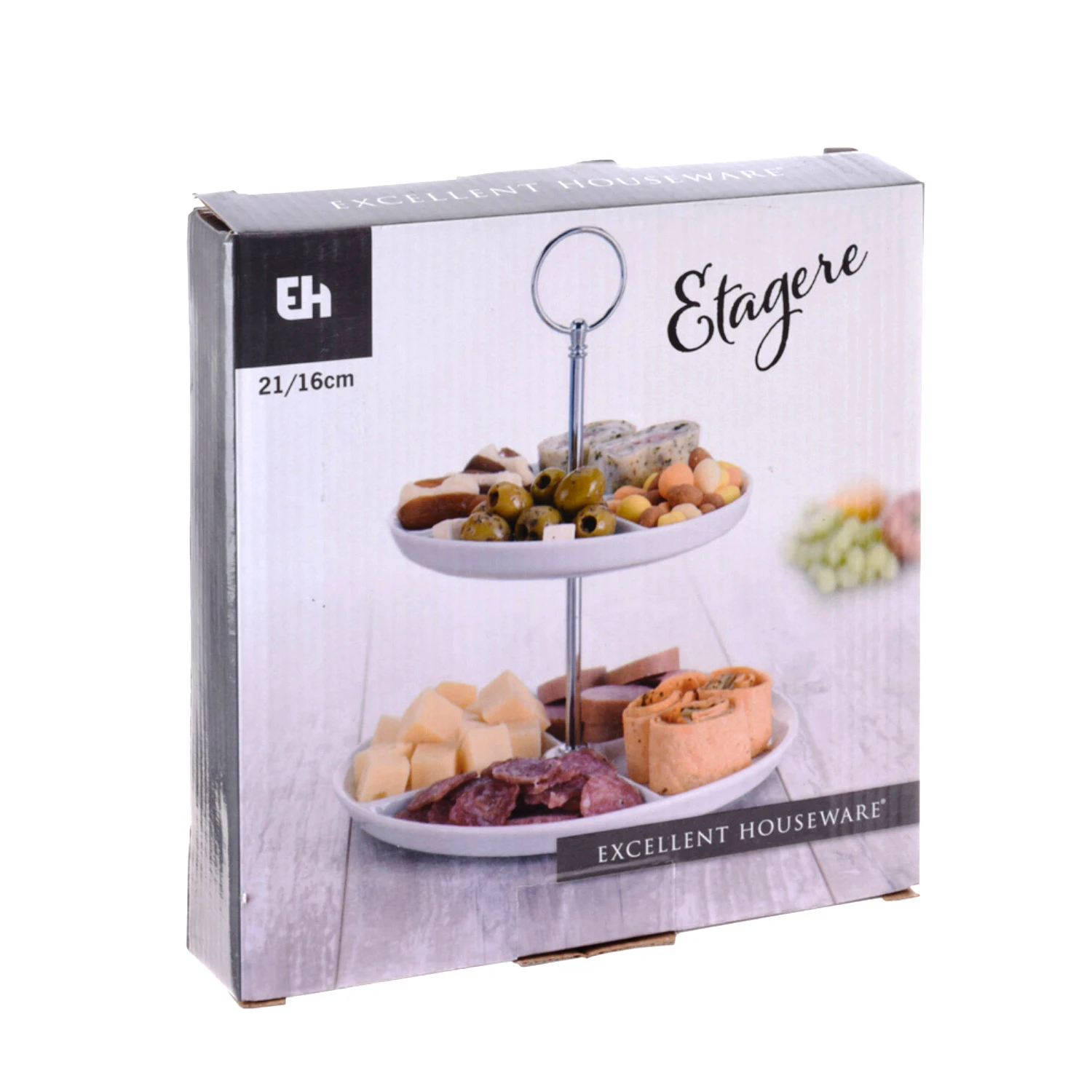 Excellent Houseware Etagere 2-laags Porselein 2 Excellent Houseware Etagere 2-laags Porselein - Afbeelding 2