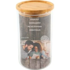 Voorraadpot 10x17.5cm Stapelbaar Bamboe Deksel